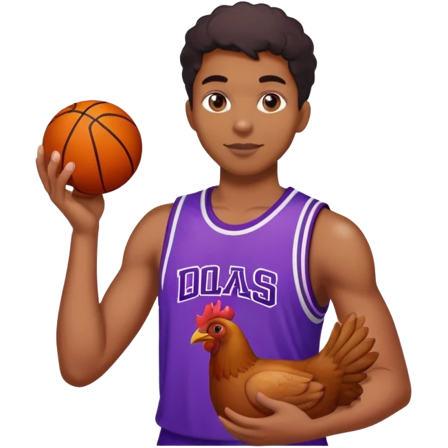 Black person with a basket ball and chicken in its hand when he’s drinking purple kool aid emoji