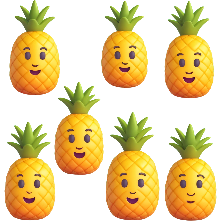 3D emoji style, realistic and vivid pineapple icon without eyes, nose, or mouth, no background emoji