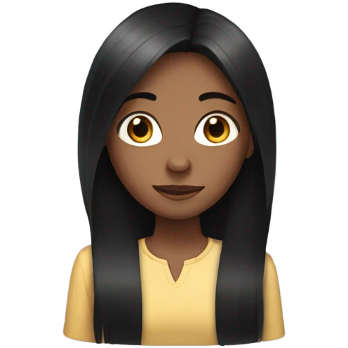 girl, with long straight black hair  emoji