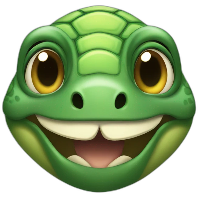 turtle with a gian smile emoji