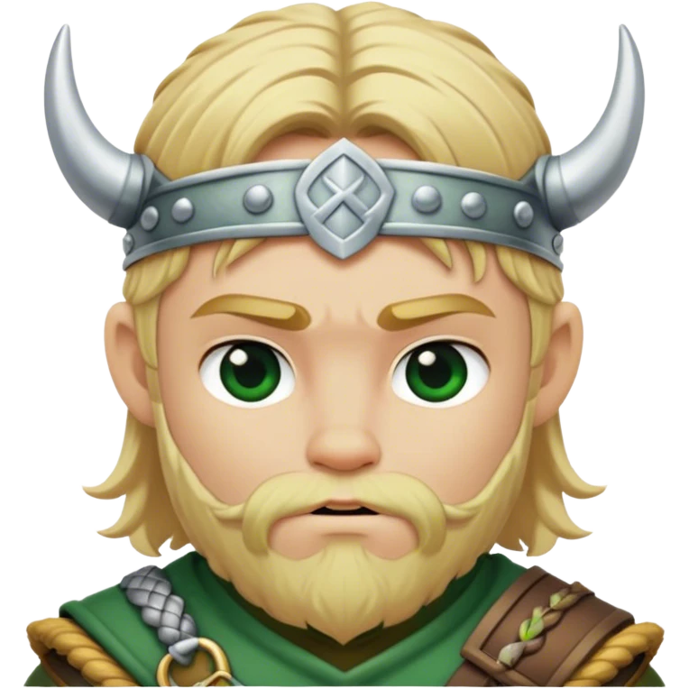 Blond haired Viking boy green and gold emoji
