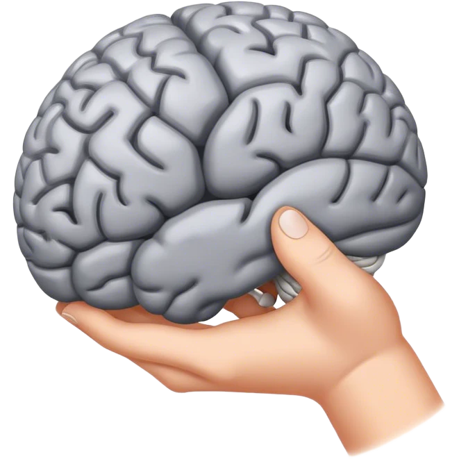 hand squeezing a brain emoji