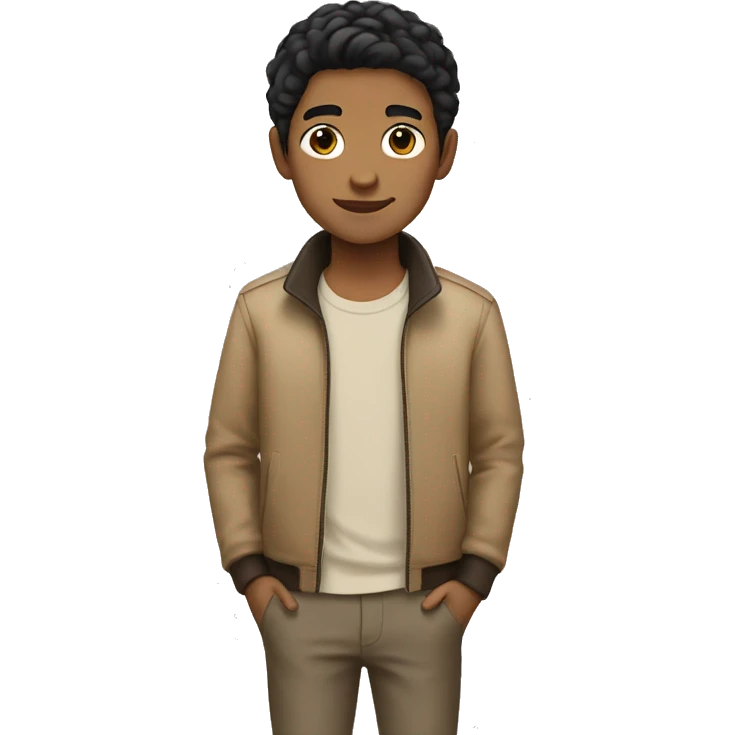 Boy with black hair and light brown clothes  emoji