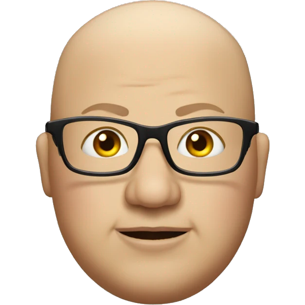 Fat man with a bald head and glasses  emoji