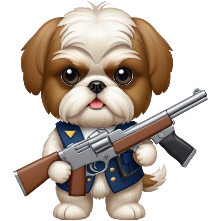 shih tzu with a gun emoji