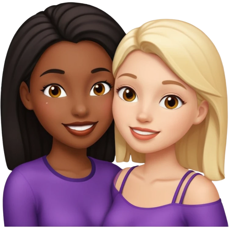 black girl white girl kissing emoji