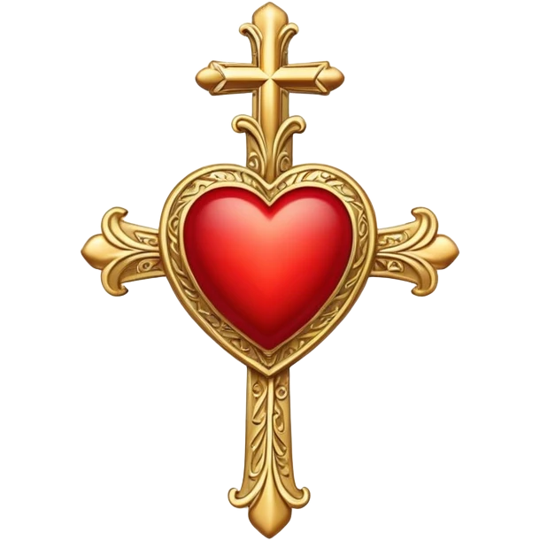 Red heart with gold cross emoji