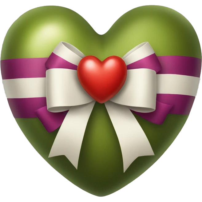 realistic olive heart and bow emoji