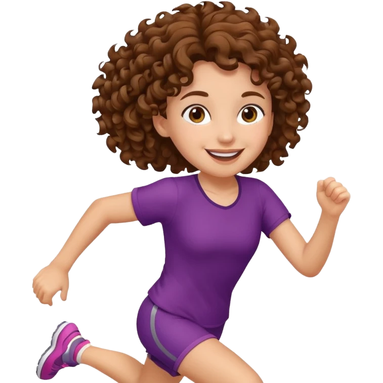 tail curly brown hair girl running emoji