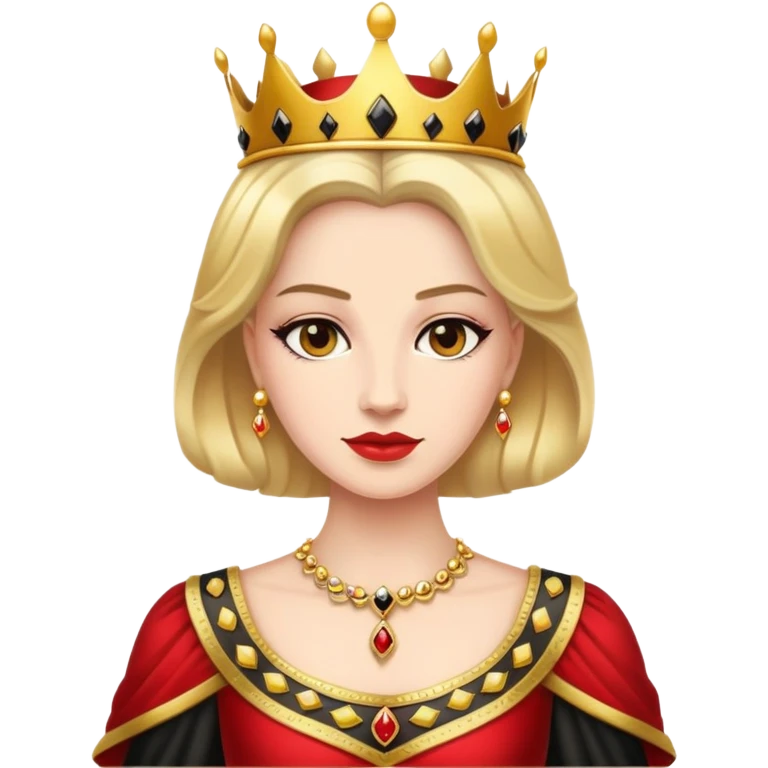Queen wearing Gold and Black and Red emoji