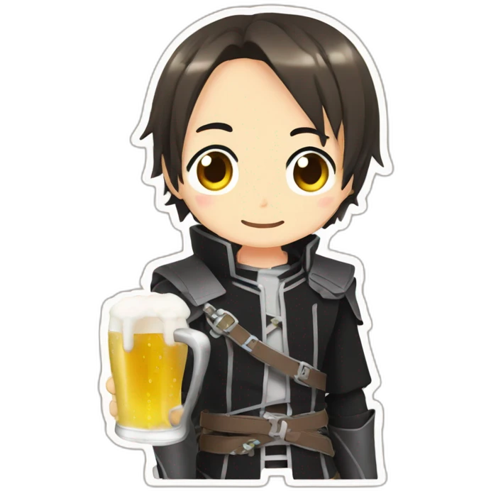 Kirito from sword art online drink a beer emoji