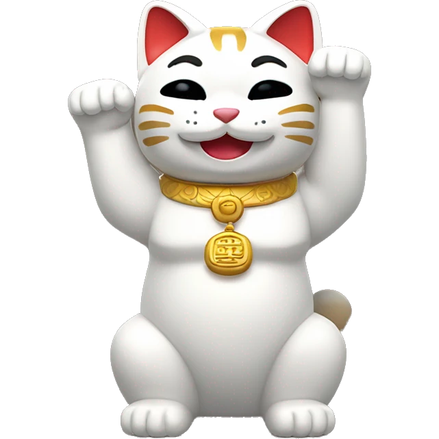 smiling Maneki Neko with both arms up  emoji