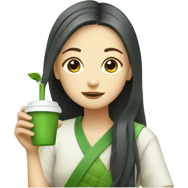 Girl drinking matcha emoji