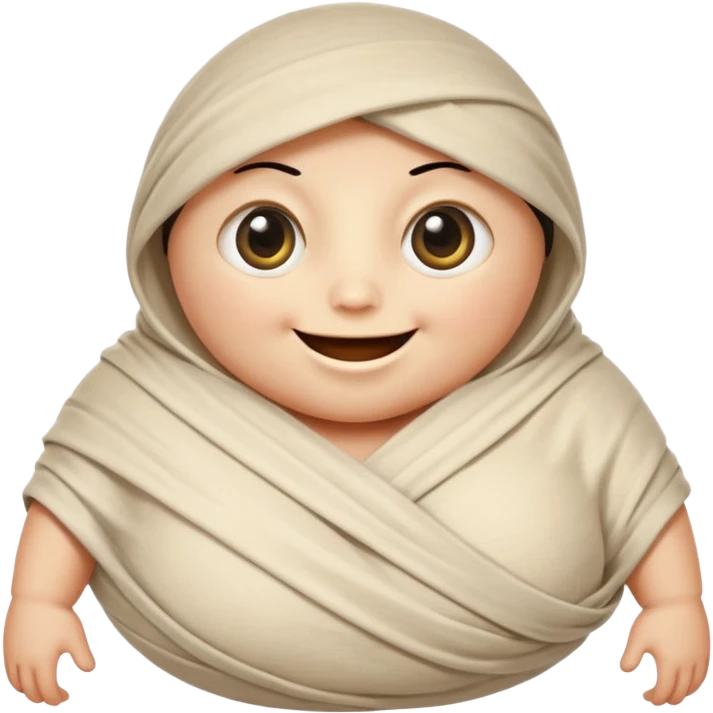 Mummy Cartoon: Chubby, friendly-looking mummy with oversized eyes and loose wrappings
 emoji