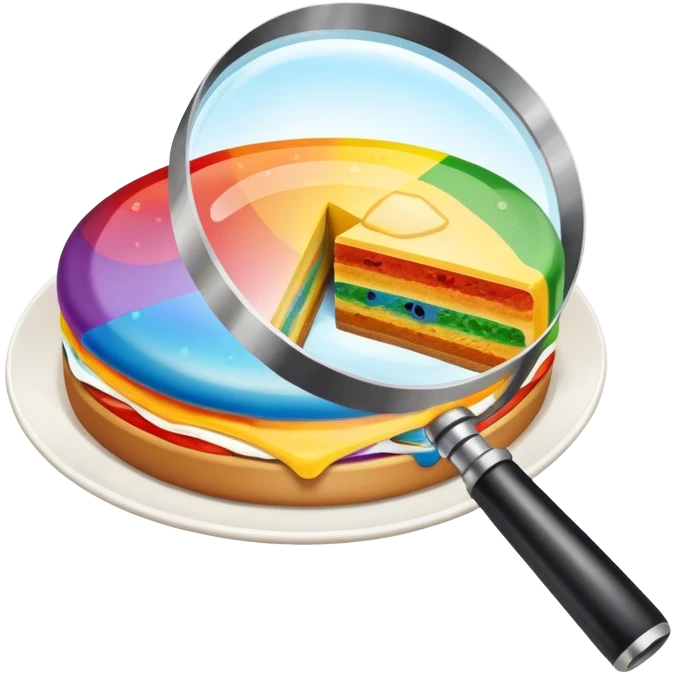 a rainbow meal and magnifier emoji