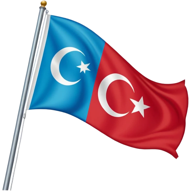 Doğu Türkistan Bayrağı+Türk Bayrağı+Azerbaycan Bayrağı emoji