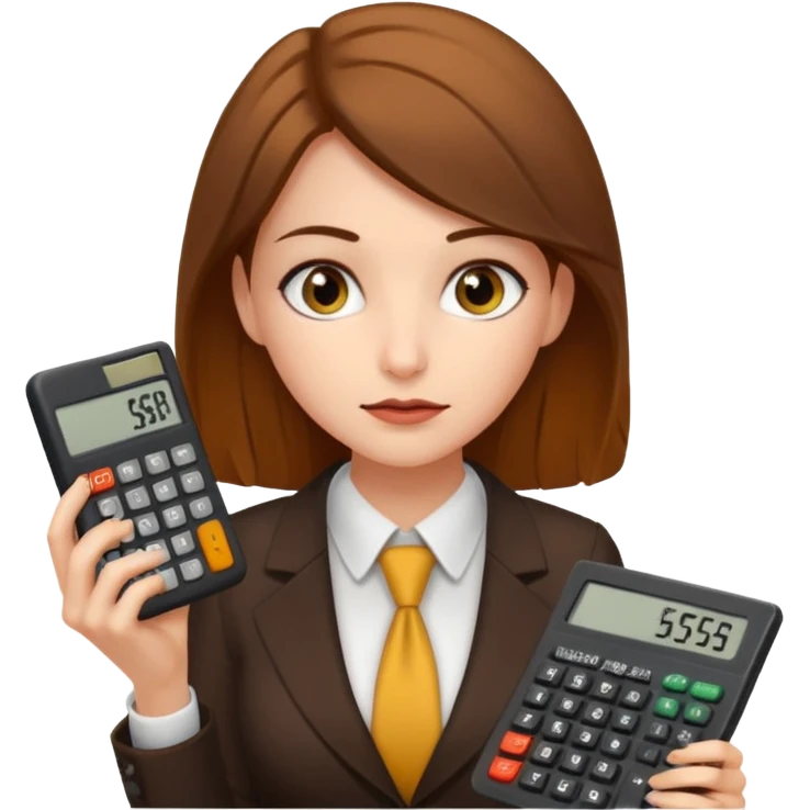 female accountant with calculator covered in shit emoji