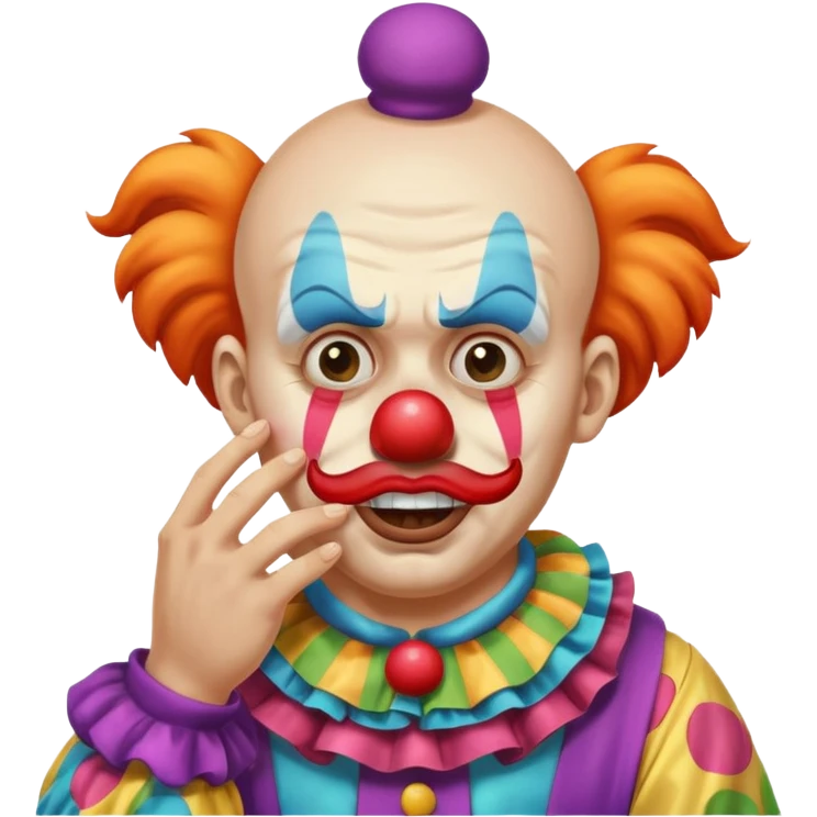 A clown holding his nose because he can smell poop emoji