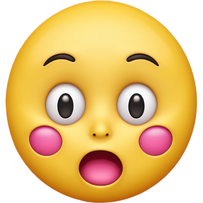 A 3D glossy yellow emoji face with a horrified expression, only large wide-open eyes, wide-open mouth, raised eyebrows, no nose, no ears, hands against its pink cheeks, vector style, black background, high quality, soft studio lighting emoji
