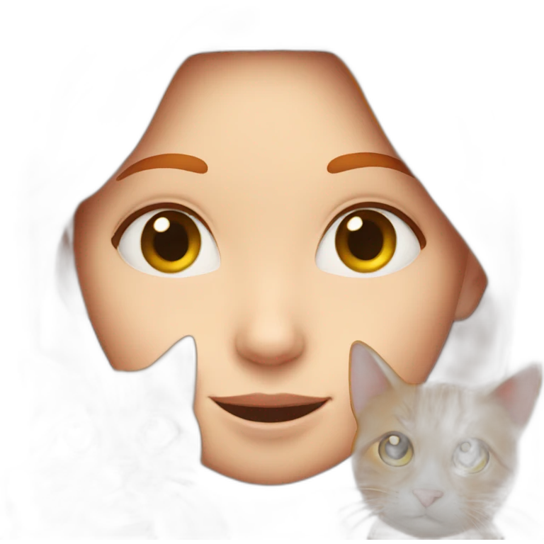 Ginger girl with brown cat emoji