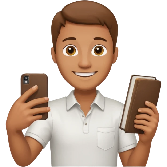 un homme avec une bible a la main qui fais un selfie  emoji