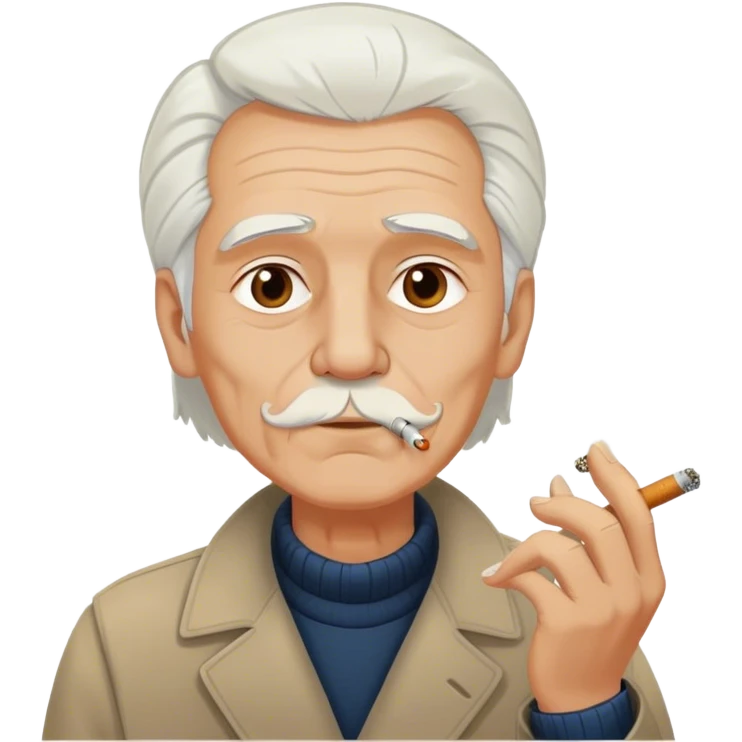 older man with white hair smoking a cig  emoji