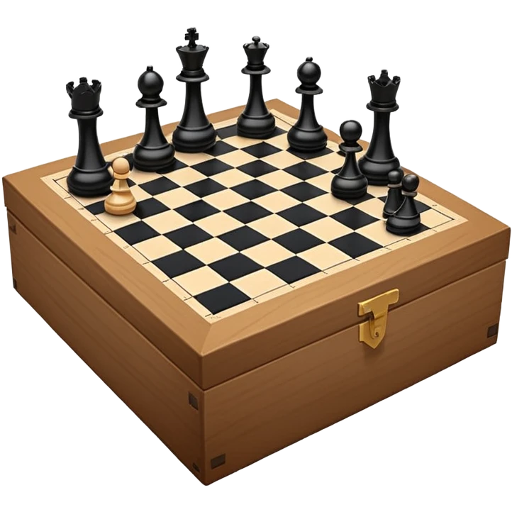chessboard peeking out of a box with scattered floating chess pieces emoji