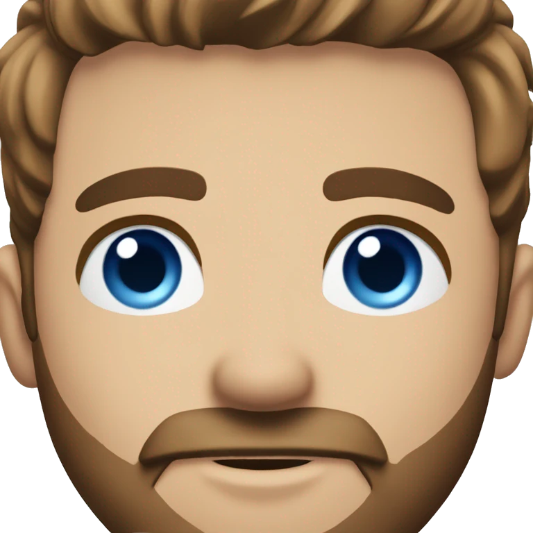 Male, short brown hair, sharp jawline, blue eyes, beard stubble handsome  emoji