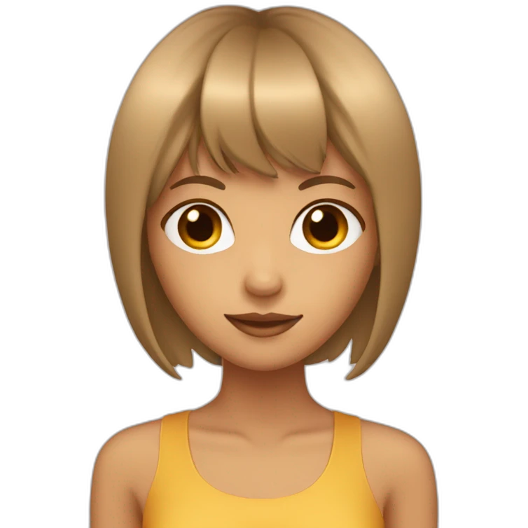 tan girl with long hair and bangs with star emoji