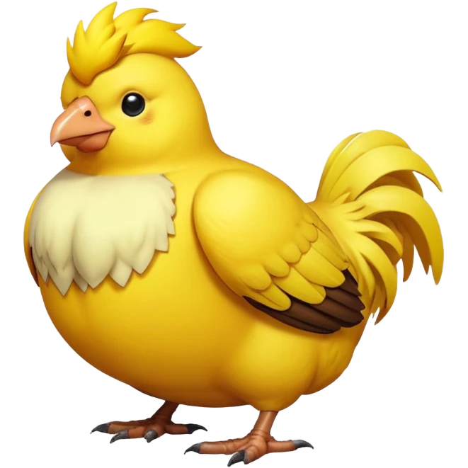 Fat chocobo from Final Fantasy, round plump yellow bird sitting emoji