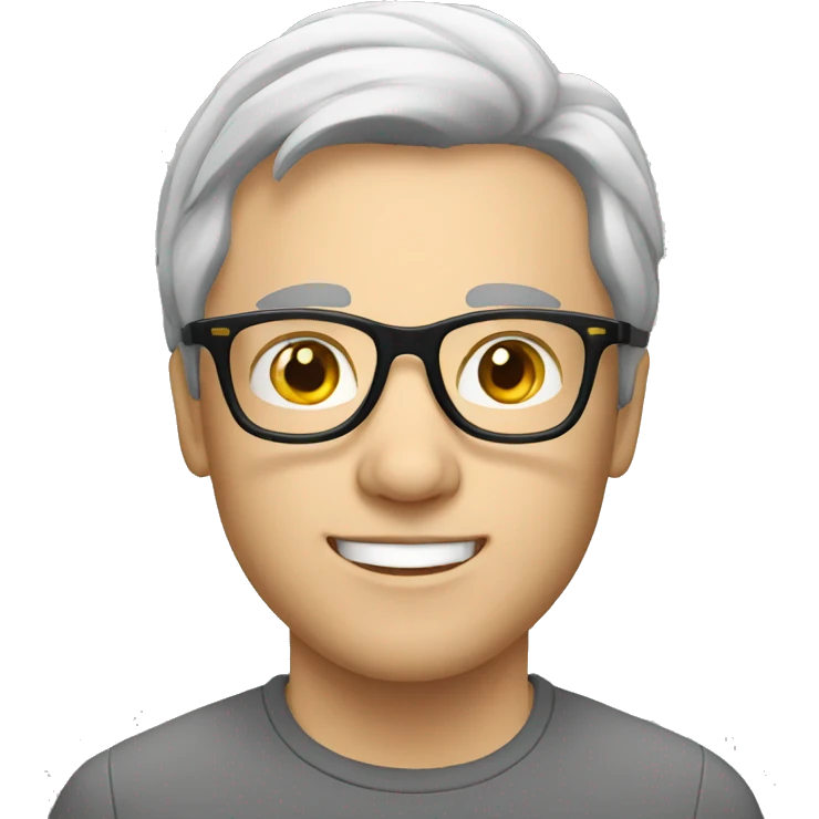 man in glasses black hair, white skin, european emoji