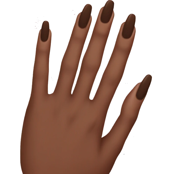 manicure with dark brown square nails emoji
