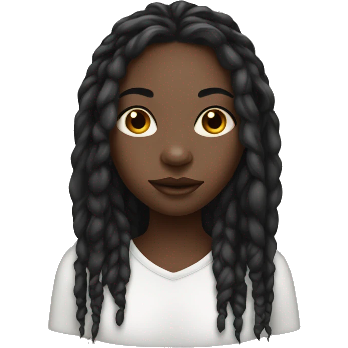 Black girl with long locs, percing in nose and makeup emoji