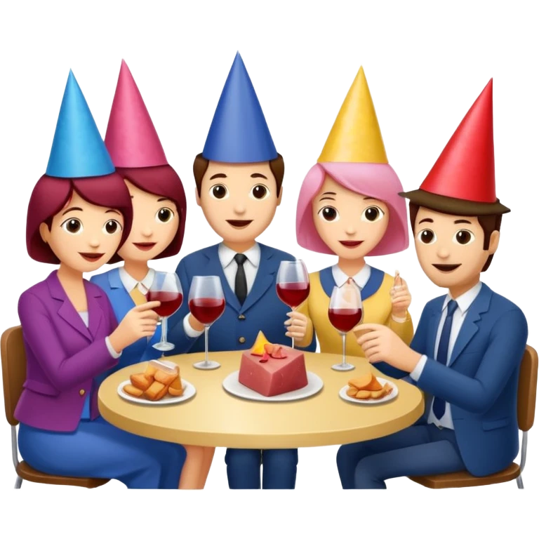 corporate executives enjoying wine Party at a french SPAM meat cafe LANDSCAPE  emoji