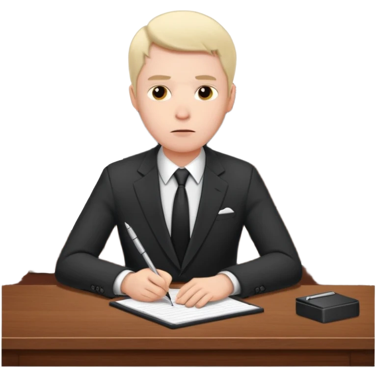 a white man, works in an office at the table emoji