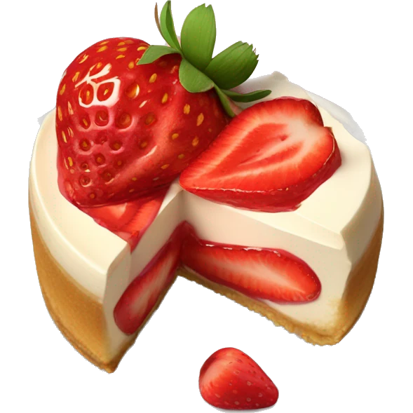 strawberry fost Cheesecake on a Plate emoji