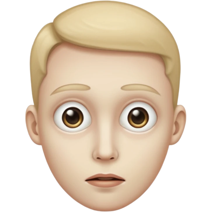 a transparent face, mysterious, big eyes, small mouth, no nose  emoji