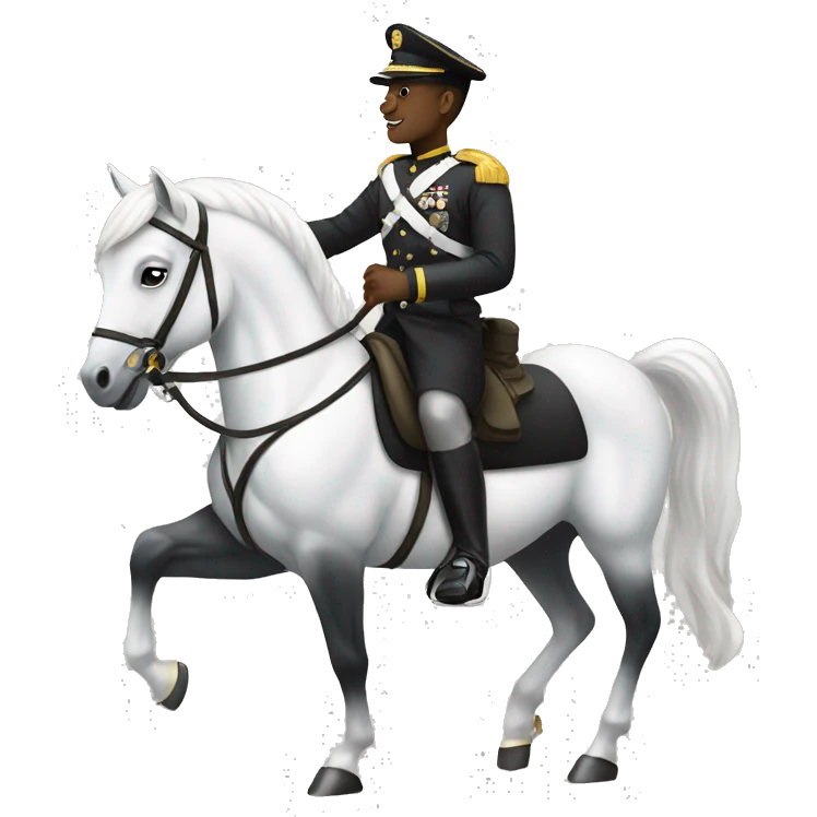 A black military man riding a white horse  emoji