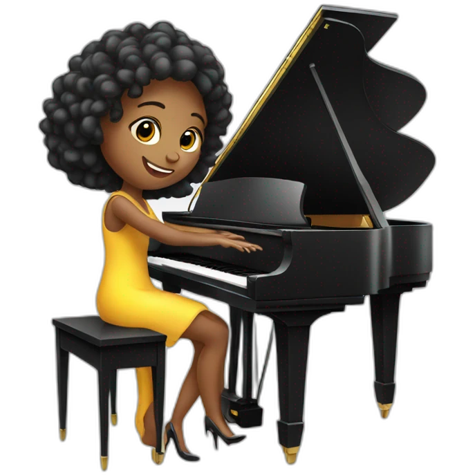 pianist girl with piano emoji