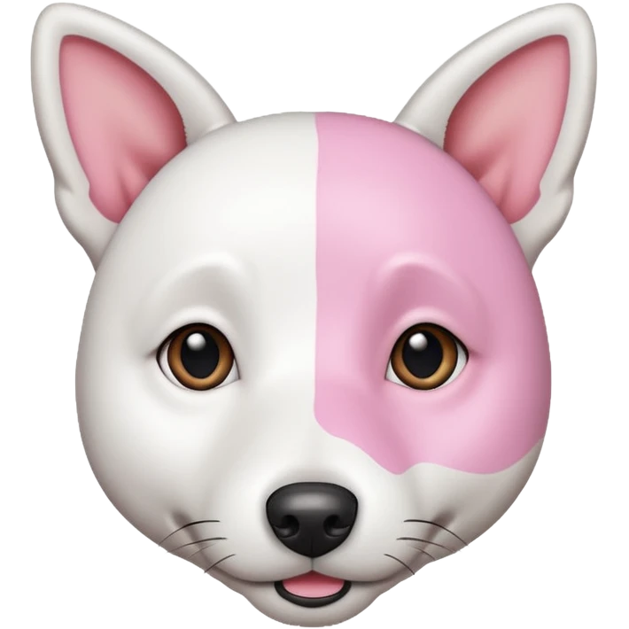 a fully white jack russell the size of a kelpie with a half white face emoji