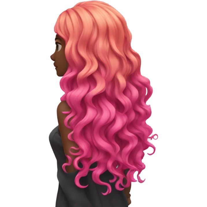 cyberpunk Pink wavy hair rear view emoji