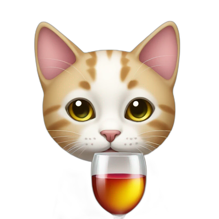 Cute cat with glass of wine emoji