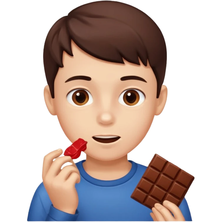 boy eating chocolate emoji