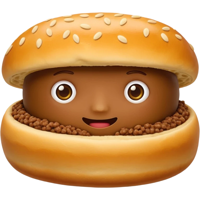closed oval shaped golden dough meat esfirra with ground beef details on the edges, emoji style emoji