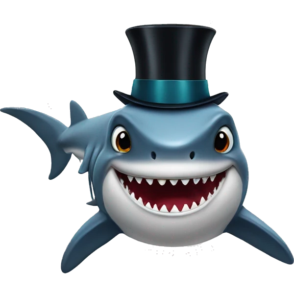Shark with a top hat emoji