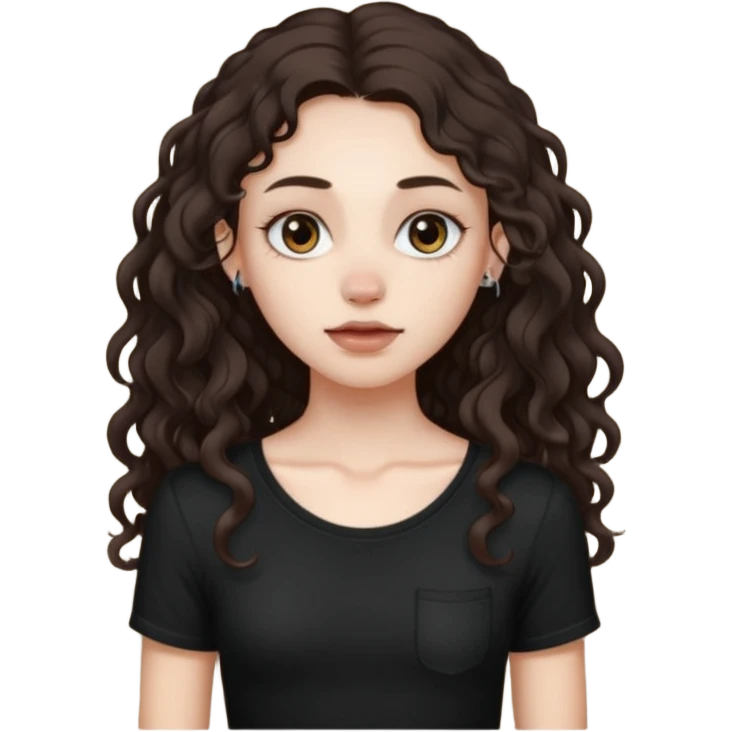 naked white skined girl with long littlebit curly hair dark brown hair and septum piercing  with beautifull skinny body  emoji