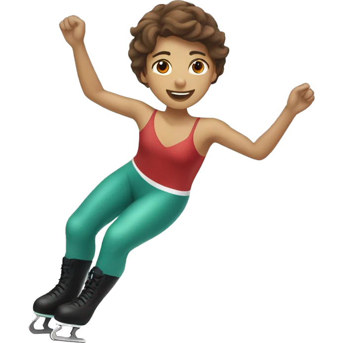 italian ice skater with brown hair and tan skin skating trough the ice emoji