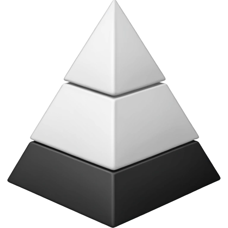 2D triangle with four horizontal lines drawn inside with vertical lines drawn in each 'section', to make boxes that become less and less as it goes to the top to demonstrate a social hierarchy (all black and white) emoji