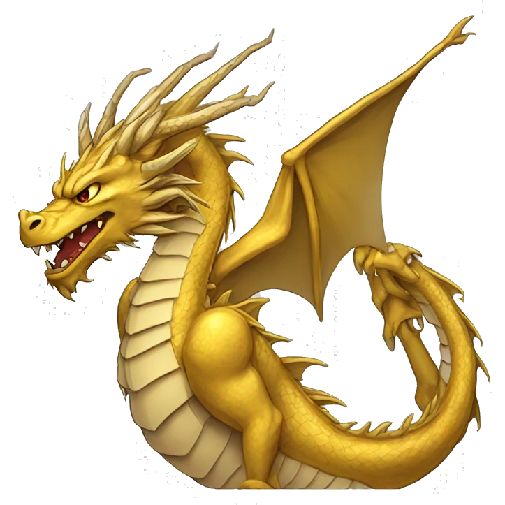 A golden dragon portrait. Very angry and looking left side. Anime style. Very very simple draw. emoji
