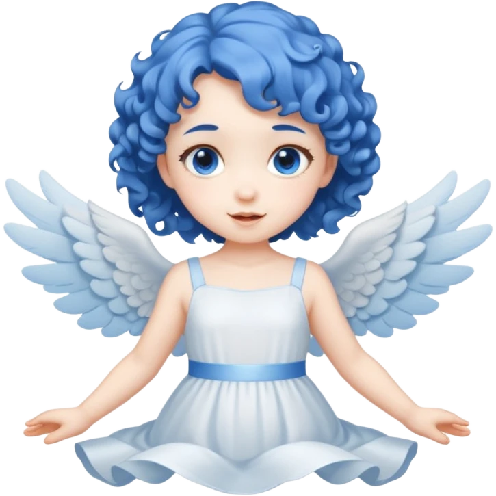 A playful angel girl with short blue curls, fluttering tiny wings 






 emoji